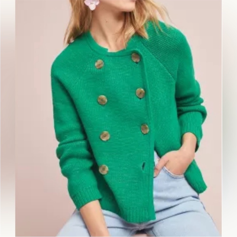 Green Double-Breasted Women's Sweater